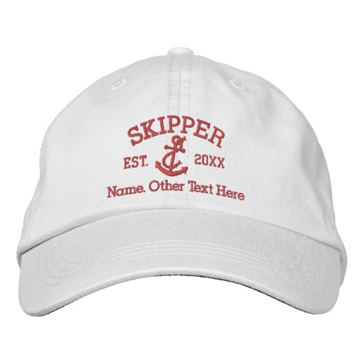 Casquette Brodée Skipper Avec Ancre Personnalisé (Devant)