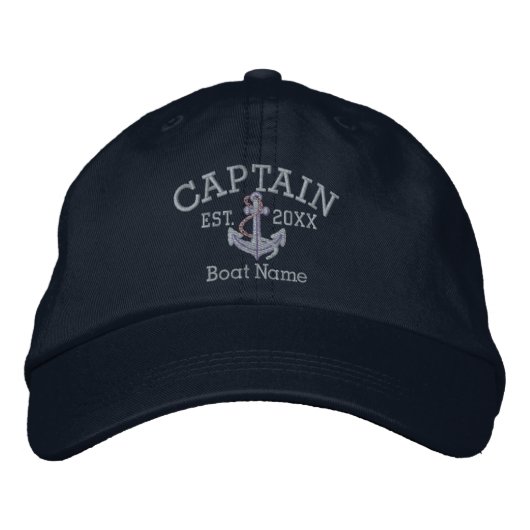 Casquette Brodée Skipper Avec Ancre Personnalisé (Devant)