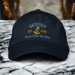 Casquette Brodée Skipper Avec Ancre Personnalisé<br><div class="desc">Capitaine casquette brodé .. idéal pour les marins .. Skipper,  corde et ancre casquette personnalisé de Ricaso</div>