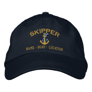 Casquette Brodée Skipper Golden Rope Ancre Votre nom de bateau ou l