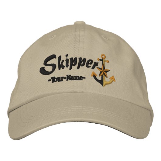 Casquette Brodée Skipper personnalisable avec nom Grande Ancre (Devant)