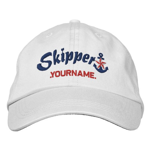 Casquette Brodée Skipper Personnalisé Votre Nom Star Ancre (Devant)
