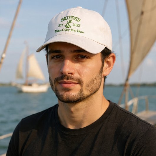 Casquette Brodée Skipper With Anchor Personalized