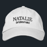 Casquette Brodée Soirée cadeau de femme de chambre personnalisée<br><div class="desc">Faites une déclaration à votre fête de bachelorette avec notre Casquette de baseball brodé de la fête de bachelorette personnalisée Bridesmaid. Ces casquettes de baseball brodés de texte personnalisé sont l'accessoire parfait pour ajouter une touche de flair personnalisé à votre célébration. Les casquettes ont des broderies personnalisées, vous permettant d'inclure...</div>