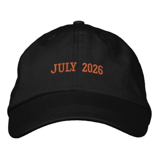 Casquette Brodée Stitched JULY 2026 text Summer-Hat Navy Color Cool (Devant)