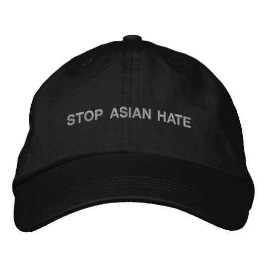 Casquette Brodée Stop Asian Hate noir lumière gris typographie mode (Devant)