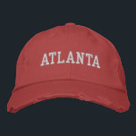 Casquette Brodée Style blanc et rouge Vintage Atlanta<br><div class="desc">Atlanta brodé Blanc sur casquette en coton rouge vintage. Fait un cadeau merveilleux pour tous ceux qui aiment Atlanta GA! Si vous préférez avoir votre texte personnel, il vous suffit de cliquer sur le bouton "Personnaliser ce modèle" pour entrer votre choix de texte personnalisé. La broderie est également personnalisable à...</div>