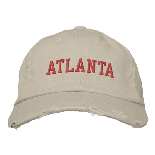 Casquette Brodée Style Vintage de broderie rouge Atlanta (Devant)