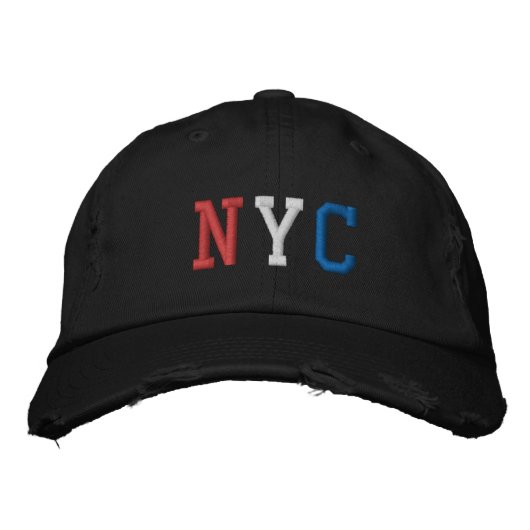 Casquette Brodée Style Vintage NYC Bleu rouge américain (Devant)