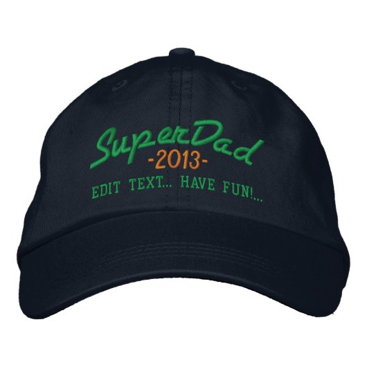 Casquette Brodée Superdad Modifier le texte et l'année Super DAD (Devant)