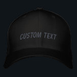 Casquette Brodée Texte Personnalisé Noir Gris Vos Mots<br><div class="desc">Créez votre propre look personnalisé avec ce casquette de baseball noir et gris élégant. Ajoutez votre touche unique en la personnalisant avec votre propre texte, que ce soit un nom, un message spécial ou un devis mémorable. Ce casquette classique dispose d'une palette de couleurs intemporelle de noir et gris, ce...</div>