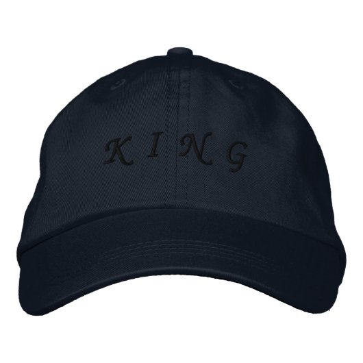 Casquette Brodée texte ROI couleur marine texte noir Regard épousto (Devant)