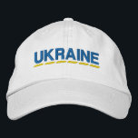 Casquette Brodée UKRAINE Couleur bleu et jaune sur blanc<br><div class="desc">UKRAINE Bleu et Jaune brodés sur casquette en coton blanc pour montrer votre soutien à l'Ukraine !</div>