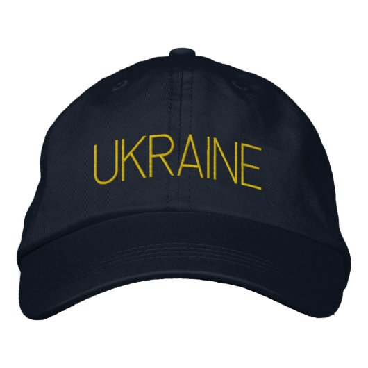 Casquette Brodée UKRAINE Marine bleu et jaune fin (Devant)
