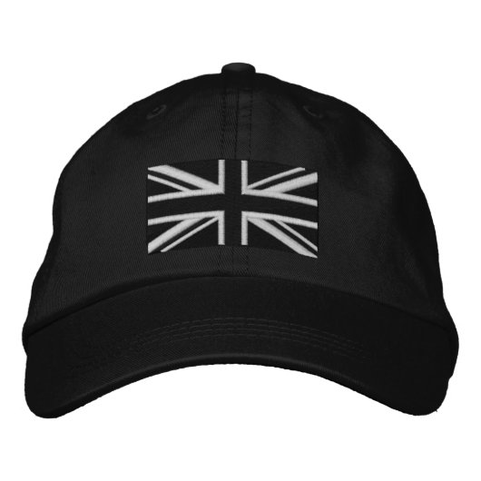 Casquette Brodée Union Jack ~ Noir et Blanc (Devant)