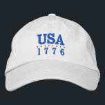 Casquette Brodée USA 1776 Patriotique<br><div class="desc">Les USA et 1776 sont brodés en bleu sur ce casquette de baseball unisexe. Une façon parfaite de montrer son patriotisme lors de la 4 juillet,  du Jour du Souvenir ou de toute occasion.</div>