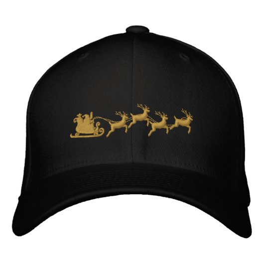 Casquette Brodée Vacances Père Noël Sleigh Ride Scène Broderie (Devant)