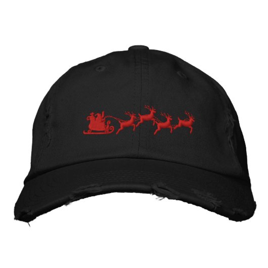 Casquette Brodée Vacances Père Noël Sleigh Ride Scène Broderie (Devant)