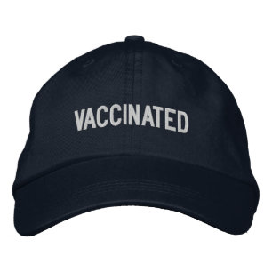 Casquette Brodée Vacciné, texte blanc bleu marine