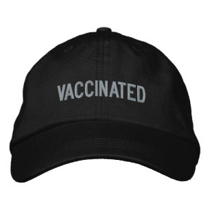 Casquette Brodée Vacciné, texte gris clair noir