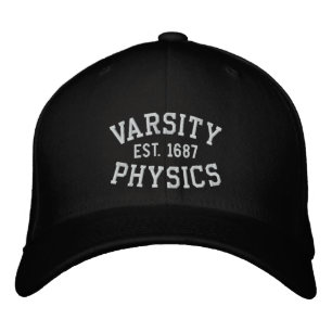 Casquette Brodée VARSITÉ, PHYSIQUE, EST. 1687 noir et blanc