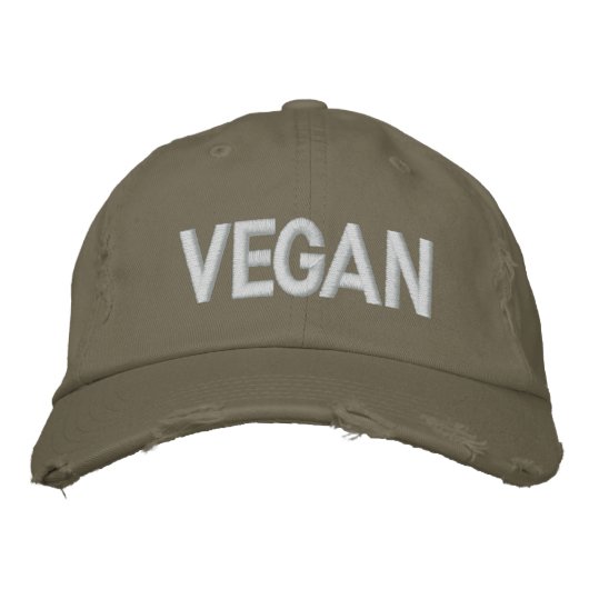 Casquette Brodée VÉGAN Distressed White Thon (Devant)