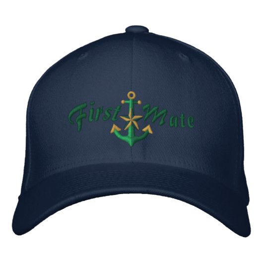 Casquette Brodée Vert nautique d'Ancre d'étoile de premier (Devant)