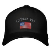 Casquette Brodée Vietnam vétérinaire avec drapeau américain (Devant)