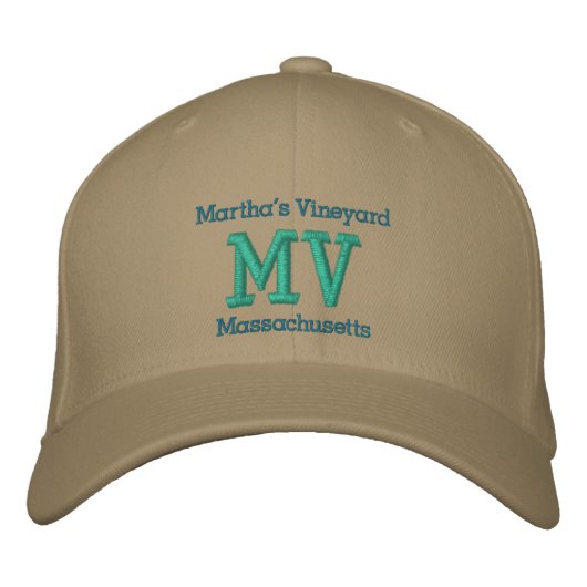 Casquette Brodée Vignoble de Martha, Massachusetts "MV" (Devant)