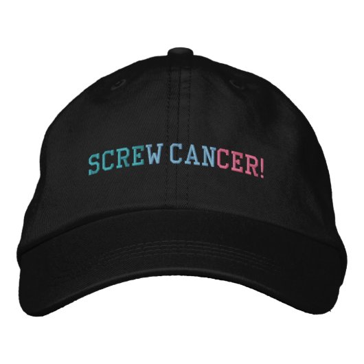 Casquette Brodée Vis Thyroïde Cancer Lettres Turquoise/Bleu/Rose (Devant)