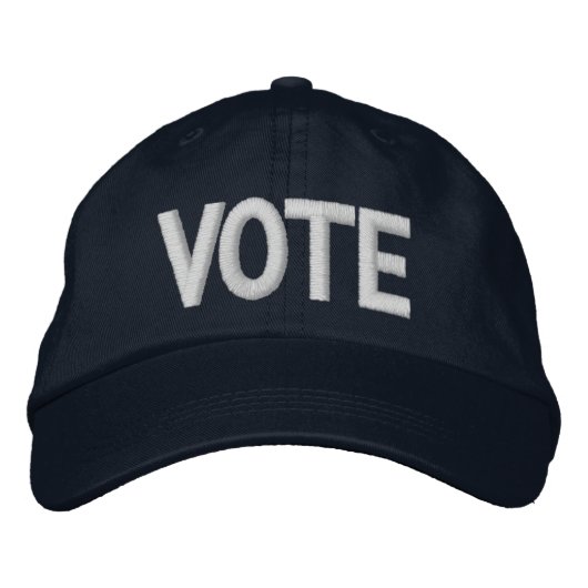 Casquette Brodée Voter marine bleu blanc typographie moderne (Devant)