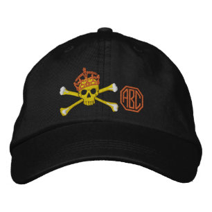 Casquette Brodée Votre Monogramme de crâne de Crossbones de couronn