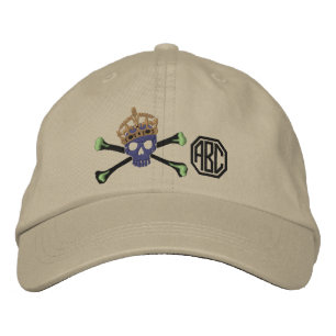 Casquette Brodée Votre Monogramme de crâne de Crossbones de couronn