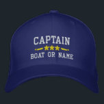 Casquette Brodée Votre nom de bateau Capitaine Stars nautiques Roya<br><div class="desc">Voilier en style avec un casquette brodé bleu royal personnalisé avec votre grade de capitaine ou autre titre, votre nom ou nom de bateau et étoiles. Plusieurs couleurs de casquette et de fil à choisir. Fait un grand cadeau personnalisé pour la Fête des pères, la fête des mères ou toute...</div>