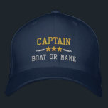 Casquette Brodée Votre nom de bateau Captain Nautical Stars Gold Si<br><div class="desc">Un casquette brodé et personnalisé,  avec votre grade de capitaine ou autre titre,  votre nom ou nom de bateau et étoiles. Plusieurs couleurs de casquette et de fil à choisir. Fait un grand cadeau personnalisé pour la Fête des pères,  la fête des mères ou toute occasion.</div>