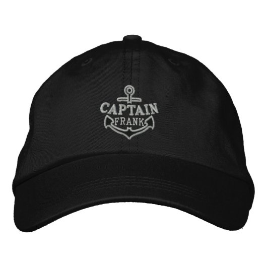 Casquette Brodée Votre nom sur Ancre nautique Broderie Capitaine (Devant)
