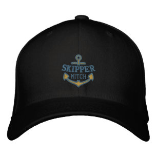 Casquette Brodée Votre nom sur broderie d'ancre nautique Skipper