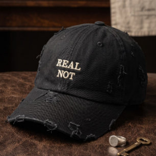 Casquette Brodée VRAI PAS Typographie en détresse Noir