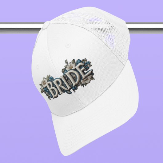Casquette Broderie mariée Patch floral faux