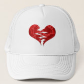 CASQUETTE BROKEN TORN RED HEART LOVE EMO FINIT MALHEUREUSEME (Devant)