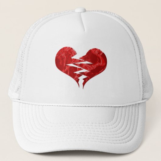 CASQUETTE BROKEN TORN RED HEART LOVE EMO FINIT MALHEUREUSEME (Devant)