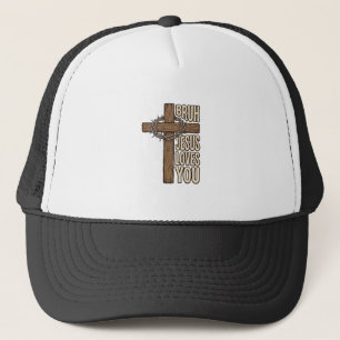 Casquette Bruh Jésus T'aime Croix Vintage Chrétien Vecto
