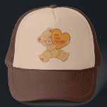 Casquette Bubbly mignonne ours couleur rose<br><div class="desc">caricature beige clair mignon ours valentine où vous pouvez ajouter votre propre image</div>