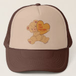 Casquette Bubbly mignonne ours couleur rose<br><div class="desc">caricature beige clair mignon ours valentine où vous pouvez ajouter votre propre image</div>