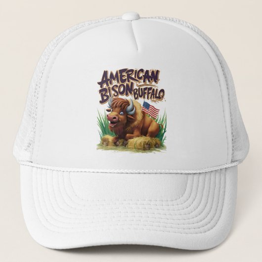 Casquette Buffle de bison américain avec drapeau américain (Devant)
