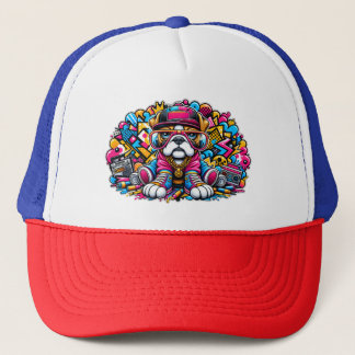 Casquette Bulldog HipHop avec fond de style de rue graffiti