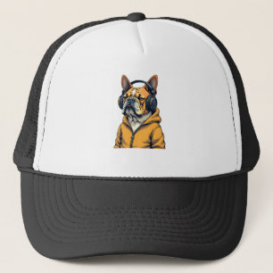 Casquette Bulldog Vintage avec Casque Audio et Capuche Musiq