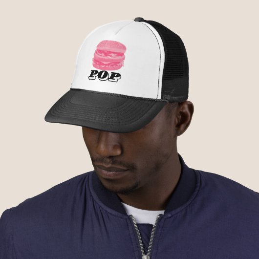 Casquette Burger rose Pop (En situation)