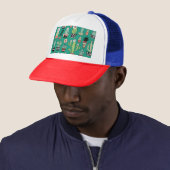 Casquette Cactus Fleuris Fond Vert Vintage (En situation)