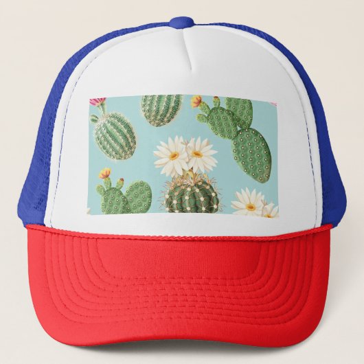 Casquette Cactus, fleurs roses : décor clair (Devant)